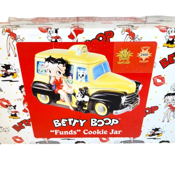 BETTY BOOP CAB CO LIMITED VANDOR 2007 CERAMIC COOKIE JAR 9" X 13" X 8'' RARE NIB - Picture 4 of 16